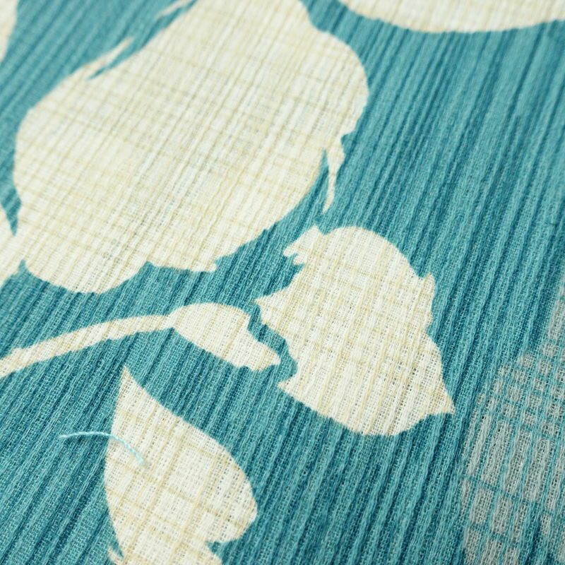 新品 浴衣 女性用 綿麻 高級変わり織 古典柄 花柄 菊柄 ゆかた 未使用品 しつけ糸付き くすみカラー くすみターコイズ モダン 上品 乱菊_画像5
