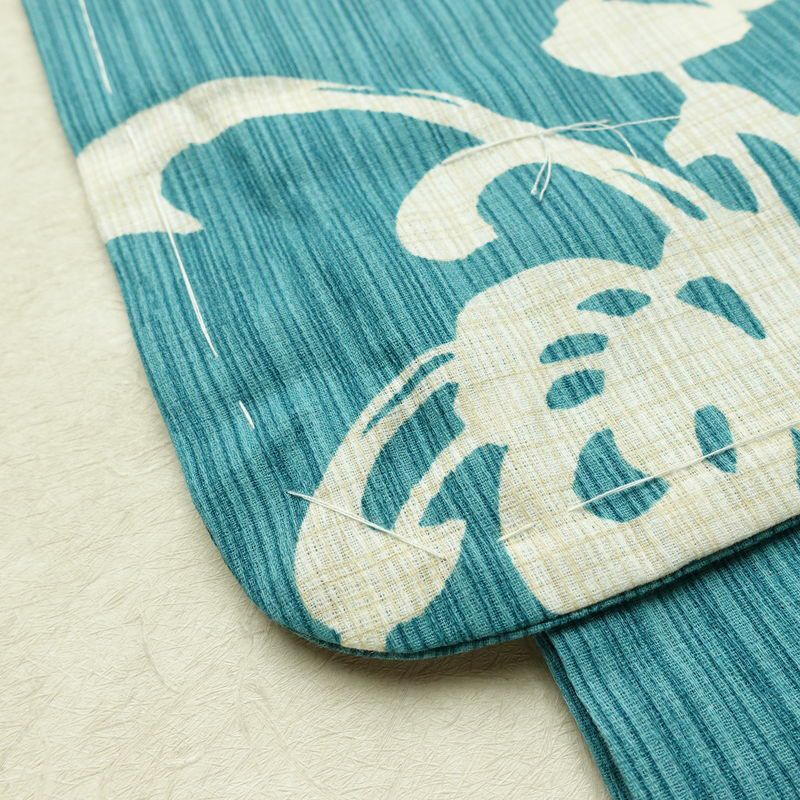 新品 浴衣 女性用 綿麻 高級変わり織 古典柄 花柄 菊柄 ゆかた 未使用品 しつけ糸付き くすみカラー くすみターコイズ モダン 上品 乱菊_画像9