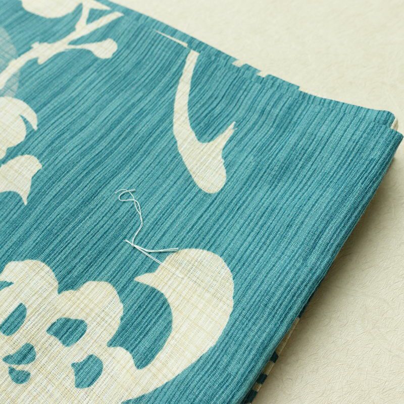 新品 浴衣 女性用 綿麻 高級変わり織 古典柄 花柄 菊柄 ゆかた 未使用品 しつけ糸付き くすみカラー くすみターコイズ モダン 上品 乱菊_画像10