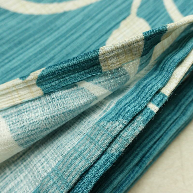 新品 浴衣 女性用 綿麻 高級変わり織 古典柄 花柄 菊柄 ゆかた 未使用品 しつけ糸付き くすみカラー くすみターコイズ モダン 上品 乱菊_画像11