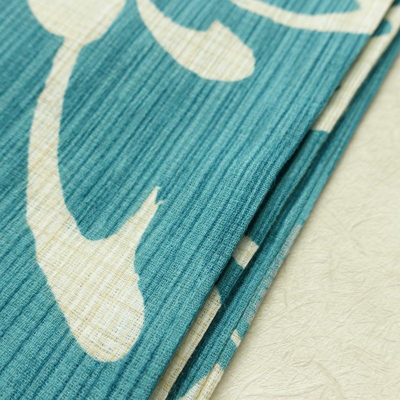 新品 浴衣 女性用 綿麻 高級変わり織 古典柄 花柄 菊柄 ゆかた 未使用品 しつけ糸付き くすみカラー くすみターコイズ モダン 上品 乱菊_画像13