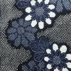 新品 浴衣 女性用 綿麻 高級変わり織 古典柄 花柄 ゆかた 未使用品 しつけ糸付き 紺 レトロ モダン 鹿の子_画像3