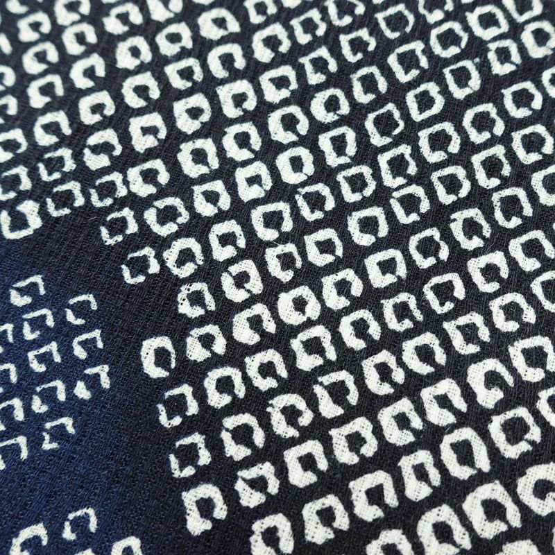 新品 浴衣 女性用 綿麻 高級変わり織 古典柄 花柄 ゆかた 未使用品 しつけ糸付き 紺 レトロ モダン 鹿の子_画像7