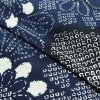 新品 浴衣 女性用 綿麻 高級変わり織 古典柄 花柄 ゆかた 未使用品 しつけ糸付き 紺 レトロ モダン 鹿の子_画像8