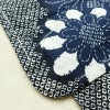 新品 浴衣 女性用 綿麻 高級変わり織 古典柄 花柄 ゆかた 未使用品 しつけ糸付き 紺 レトロ モダン 鹿の子_画像9