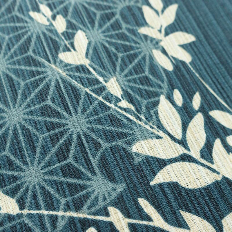 新品 浴衣 女性用 綿麻 高級変わり織 古典柄 ゆかた 未使用品 しつけ糸付き 二十緑 シック モダン 雪輪 麻の葉_画像4