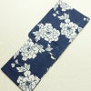 新品 浴衣 女性用 綿麻 高級変わり織 古典柄 花柄 牡丹柄 ゆかた 未使用品 しつけ糸付き 紺 シック モダン 上品 ボタン_画像1