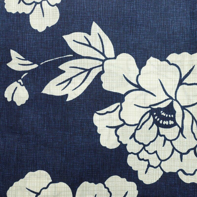 新品 浴衣 女性用 綿麻 高級変わり織 古典柄 花柄 牡丹柄 ゆかた 未使用品 しつけ糸付き 紺 シック モダン 上品 ボタン_画像3