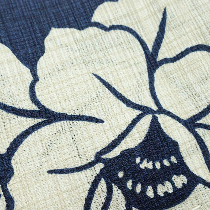 新品 浴衣 女性用 綿麻 高級変わり織 古典柄 花柄 牡丹柄 ゆかた 未使用品 しつけ糸付き 紺 シック モダン 上品 ボタン_画像6