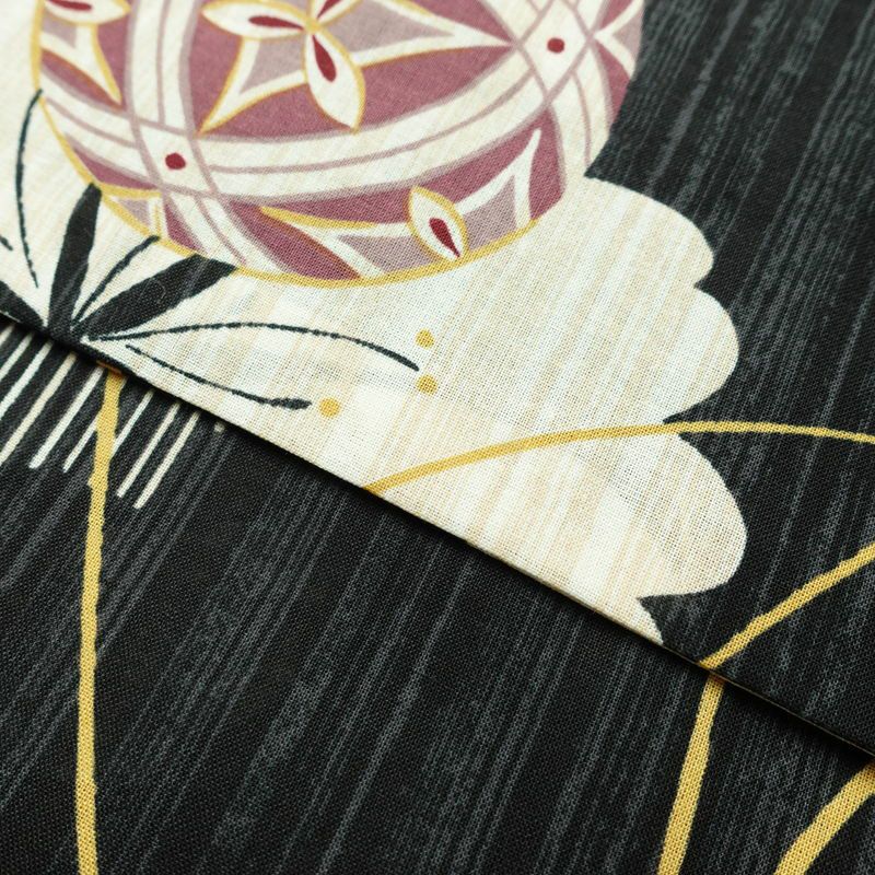 新品 浴衣 女性用 綿 平織 古典柄 ゆかた 未使用品 しつけ糸付き 黒 レトロ モダン まり 桜_画像9