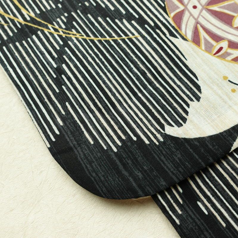 新品 浴衣 女性用 綿 平織 古典柄 ゆかた 未使用品 しつけ糸付き 黒 レトロ モダン まり 桜_画像10