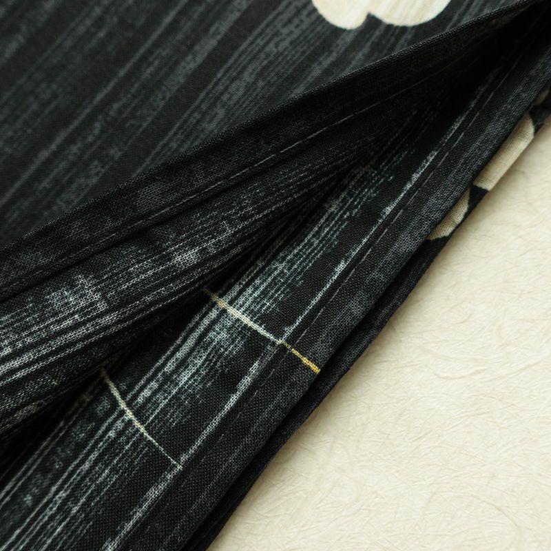 新品 浴衣 女性用 綿 平織 古典柄 ゆかた 未使用品 しつけ糸付き 黒 レトロ モダン まり 桜_画像12