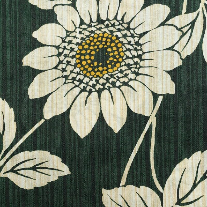 新品 浴衣 女性用 綿 平織 古典柄 花柄 ゆかた 未使用品 しつけ糸付き 緑 レトロ モダン 向日葵_画像3