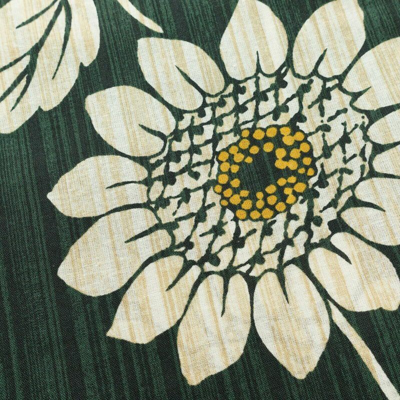 新品 浴衣 女性用 綿 平織 古典柄 花柄 ゆかた 未使用品 しつけ糸付き 緑 レトロ モダン 向日葵_画像4
