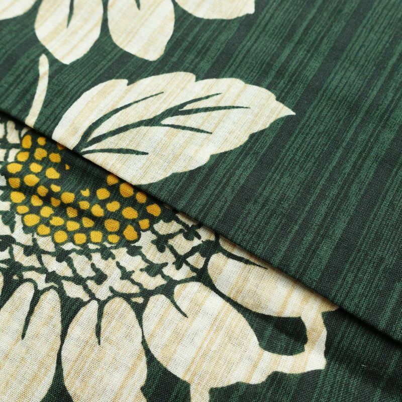 新品 浴衣 女性用 綿 平織 古典柄 花柄 ゆかた 未使用品 しつけ糸付き 緑 レトロ モダン 向日葵_画像8