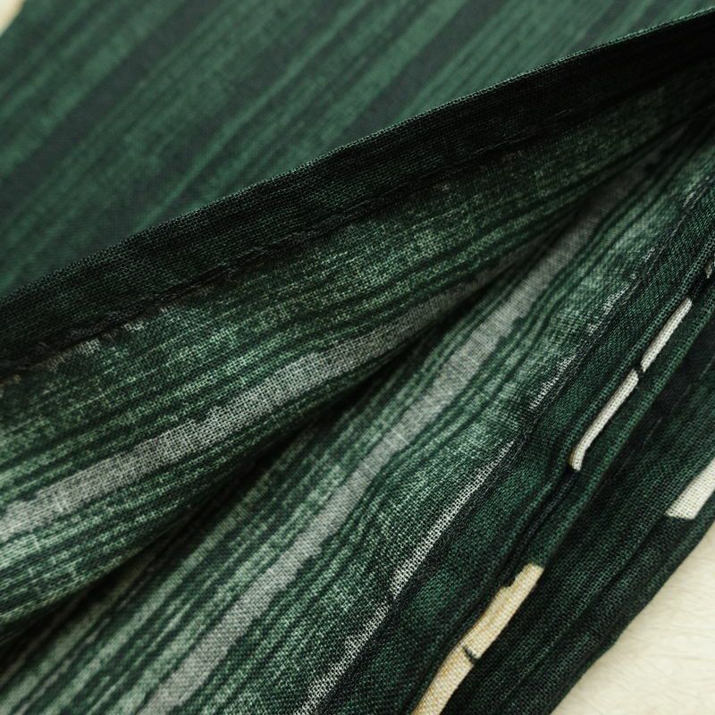 新品 浴衣 女性用 綿 平織 古典柄 花柄 ゆかた 未使用品 しつけ糸付き 緑 レトロ モダン 向日葵_画像11