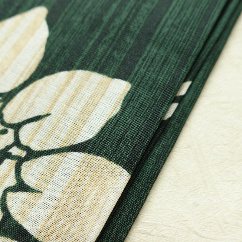 新品 浴衣 女性用 綿 平織 古典柄 花柄 ゆかた 未使用品 しつけ糸付き 緑 レトロ モダン 向日葵_画像13