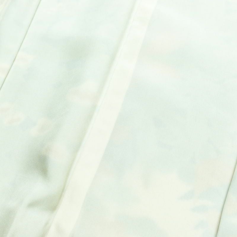 小紋 縮緬 総柄 正絹 木の葉・植物柄 袷仕立て 身丈151cm 裄丈65cm リサイクル着物 着物 カジュアル 緑・うぐいす色_画像18