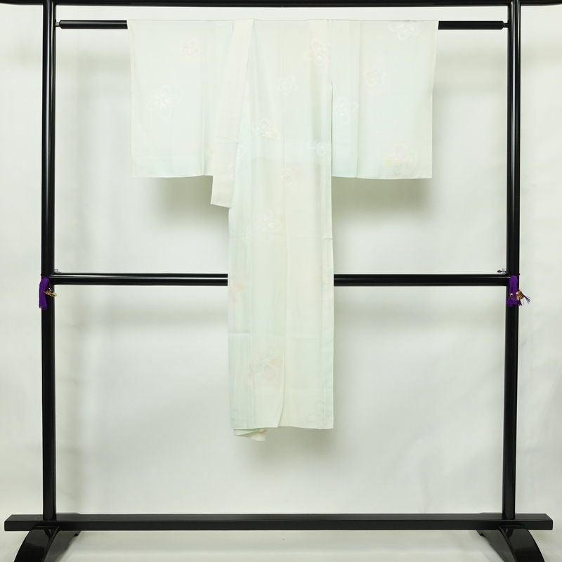 長襦袢 良品 正絹 花柄 袖無双・胴抜き 身丈123.5cm 裄丈63.5cm 一部しつけ糸付き フォーマル 上品 緑・うぐいす色_画像2