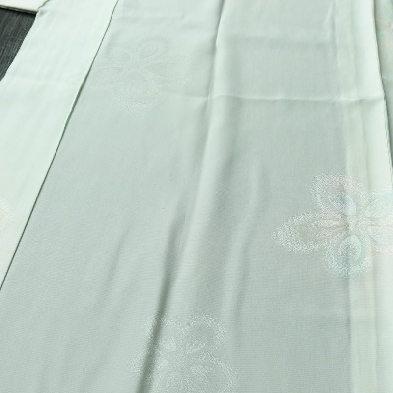 長襦袢 良品 正絹 花柄 袖無双・胴抜き 身丈123.5cm 裄丈63.5cm 一部しつけ糸付き フォーマル 上品 緑・うぐいす色_画像5