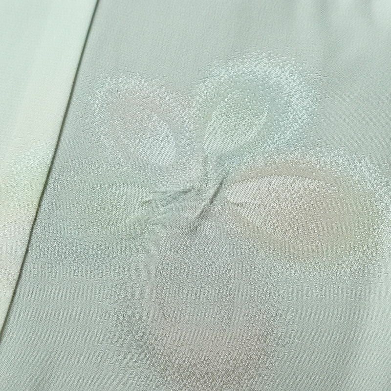 長襦袢 良品 正絹 花柄 袖無双・胴抜き 身丈123.5cm 裄丈63.5cm 一部しつけ糸付き フォーマル 上品 緑・うぐいす色_画像6