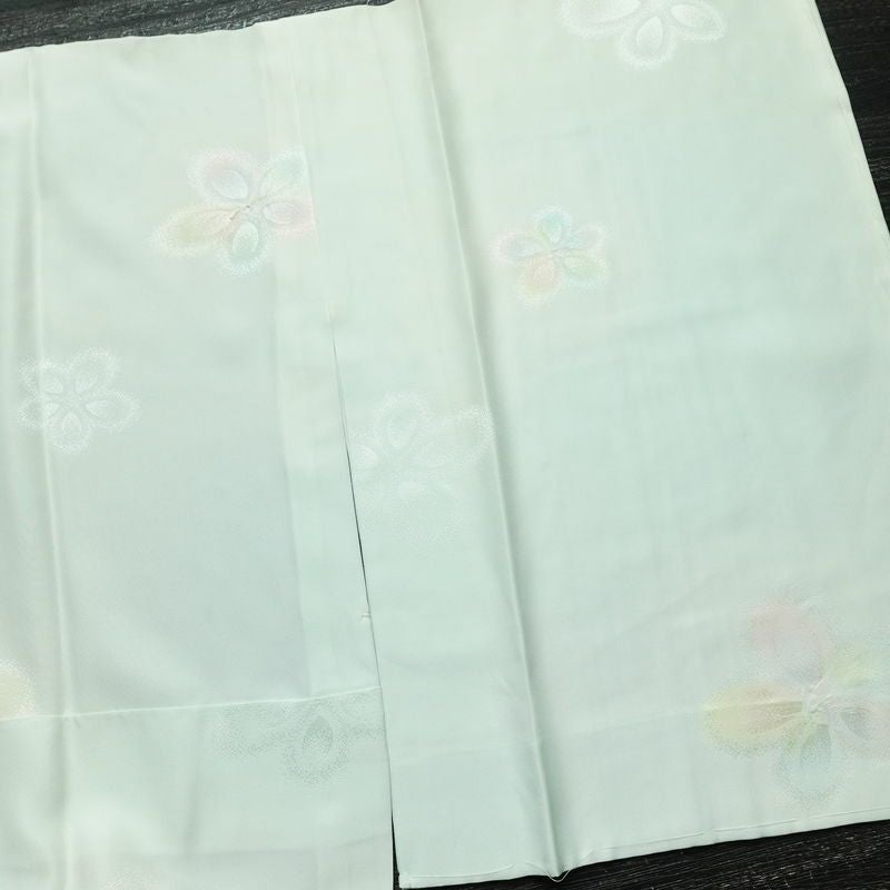 長襦袢 良品 正絹 花柄 袖無双・胴抜き 身丈123.5cm 裄丈63.5cm 一部しつけ糸付き フォーマル 上品 緑・うぐいす色_画像11