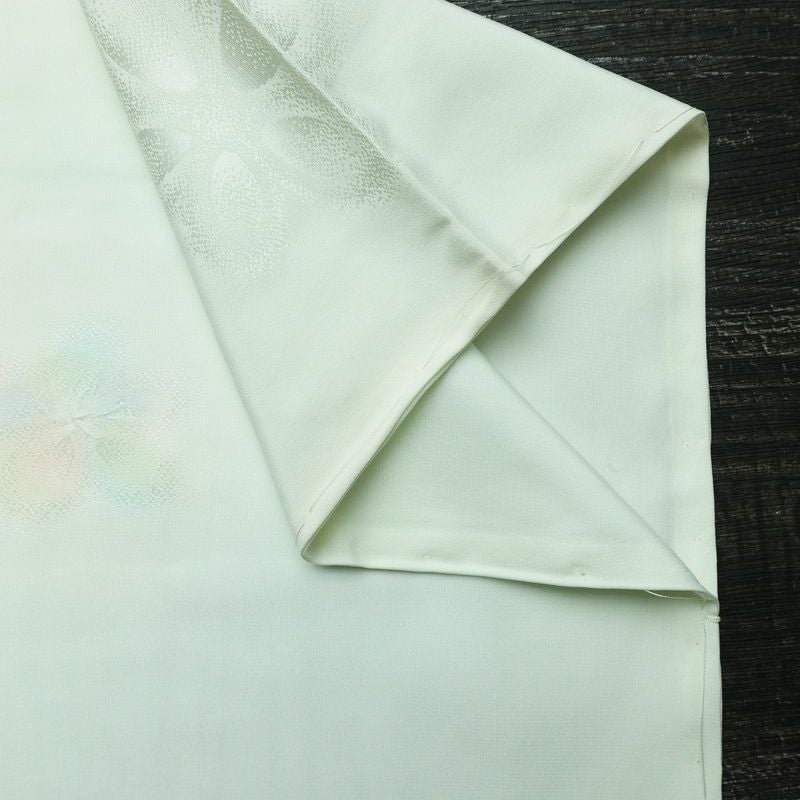 長襦袢 良品 正絹 花柄 袖無双・胴抜き 身丈123.5cm 裄丈63.5cm 一部しつけ糸付き フォーマル 上品 緑・うぐいす色_画像12