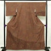 付け下げ 良品 縮緬 正絹 小紋柄 幾何学柄・抽象柄 袷仕立て 身丈162cm 裄丈67cm リサイクル着物 着物 洒落 茶_画像1