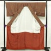 付け下げ 良品 縮緬 正絹 小紋柄 幾何学柄・抽象柄 袷仕立て 身丈162cm 裄丈67cm リサイクル着物 着物 洒落 茶_画像3