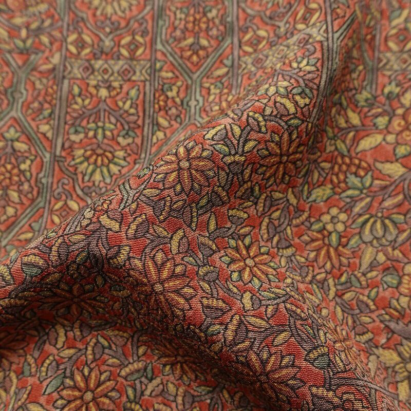 付け下げ 良品 縮緬 正絹 小紋柄 幾何学柄・抽象柄 袷仕立て 身丈162cm 裄丈67cm リサイクル着物 着物 洒落 茶_画像21