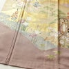 色留袖 良品 しつけ糸付き 一つ紋付き トールサイズ 正絹 風景柄 袷仕立て 身丈174cm 裄丈71cm リサイクル着物 着物 箔 引箔 金彩 結婚式 パーティー フォーマル 華やか 御所車 松 菊 小豆・エンジ_画像4