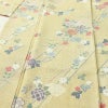 小紋 良品 正絹 花柄 袷仕立て 身丈162.5cm 裄丈67cm リサイクル着物 一部しつけ糸付き 着物 金彩 黄・黄土色_画像5