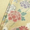 小紋 良品 正絹 花柄 袷仕立て 身丈162.5cm 裄丈67cm リサイクル着物 一部しつけ糸付き 着物 金彩 黄・黄土色_画像7