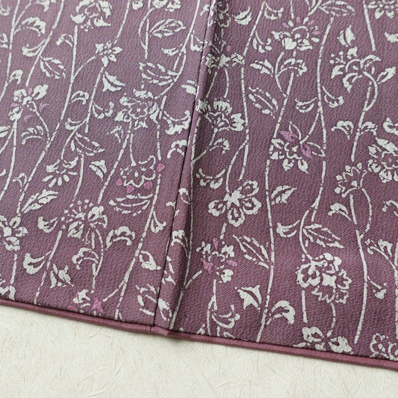 小紋 縮緬 総柄 正絹 木の葉・植物柄 袷仕立て 身丈152.5cm 裄丈64cm リサイクル着物 着物 紫・藤色_画像10