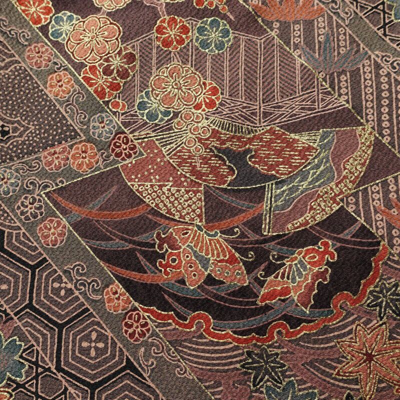 小紋 総柄 正絹 古典柄 袷仕立て 身丈159cm 裄丈67cm リサイクル着物 着物 モダン 多色使い_画像7