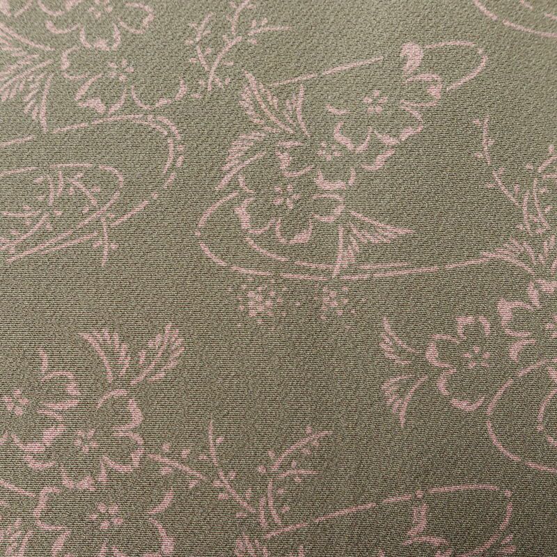 小紋 落款入り 縮緬 総柄 正絹 花柄 袷仕立て 身丈151cm 裄丈63cm リサイクル着物 着物 モダン 緑・うぐいす色_画像7