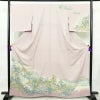 訪問着 美品 しつけ糸付き 縮緬 一つ紋付き 正絹 風景柄 袷仕立て 身丈164cm 裄丈67cm リサイクル着物 着物 共八掛 入学式 卒業式 七五三 お宮参り フォーマル 上品 紅葉 松 桜 紫・藤色_画像1