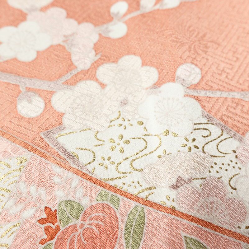 訪問着 良品 金駒刺繍 綸子 正絹 古典柄 袷仕立て 身丈163.5cm 裄丈67cm リサイクル着物 着物 箔 共八掛 入学式 卒業式 七五三 パーティー お宮参り フォーマル 華やか 菊 桜 ピンク_画像9