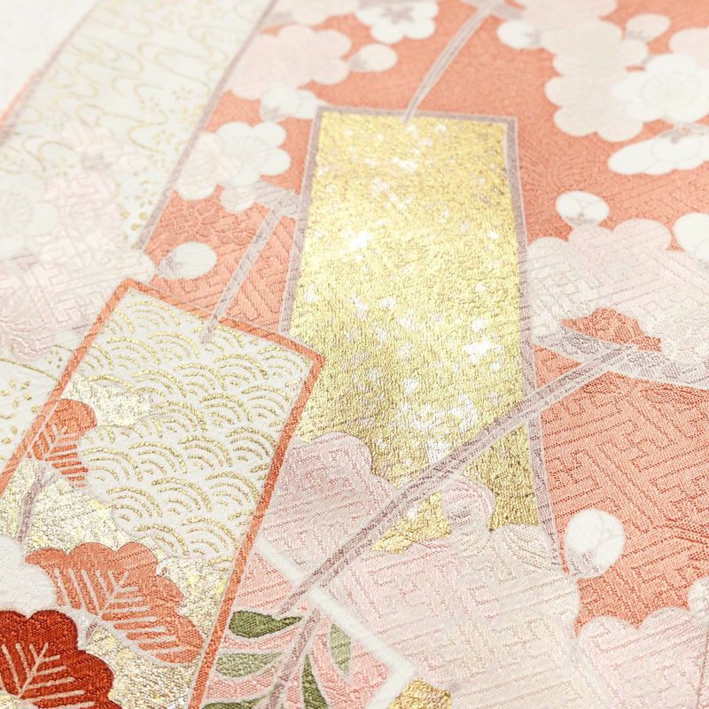 訪問着 良品 金駒刺繍 綸子 正絹 古典柄 袷仕立て 身丈163.5cm 裄丈67cm リサイクル着物 着物 箔 共八掛 入学式 卒業式 七五三 パーティー お宮参り フォーマル 華やか 菊 桜 ピンク_画像10
