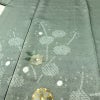 付け下げ 美品 しつけ糸付き 金駒刺繍 綸子 絞り 正絹 古典柄 袷仕立て 身丈165.5cm 裄丈67.5cm リサイクル着物 着物 刺繍 箔 金彩 菊 緑・うぐいす色_画像5