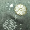 付け下げ 美品 しつけ糸付き 金駒刺繍 綸子 絞り 正絹 古典柄 袷仕立て 身丈165.5cm 裄丈67.5cm リサイクル着物 着物 刺繍 箔 金彩 菊 緑・うぐいす色_画像14