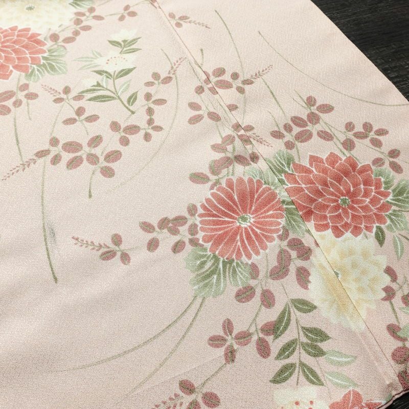 小紋 ポリエステル 花柄 袷仕立て 身丈165cm 裄丈66cm リサイクル着物 着物 ピンク_画像11