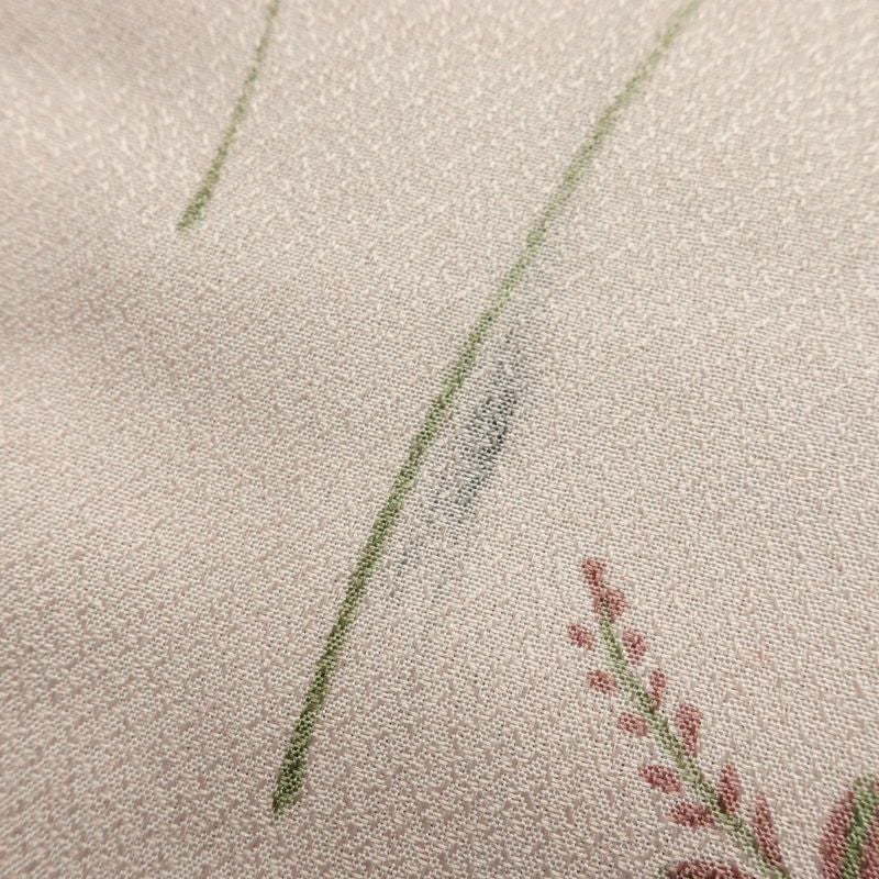 小紋 ポリエステル 花柄 袷仕立て 身丈165cm 裄丈66cm リサイクル着物 着物 ピンク_画像12