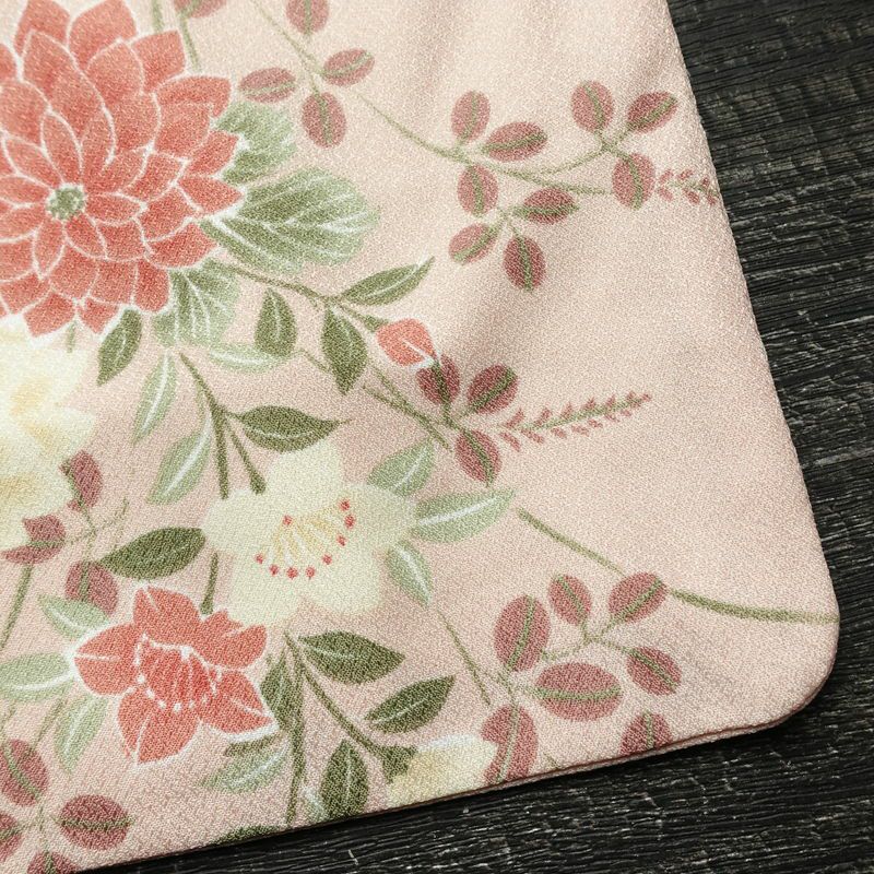 小紋 ポリエステル 花柄 袷仕立て 身丈165cm 裄丈66cm リサイクル着物 着物 ピンク_画像16