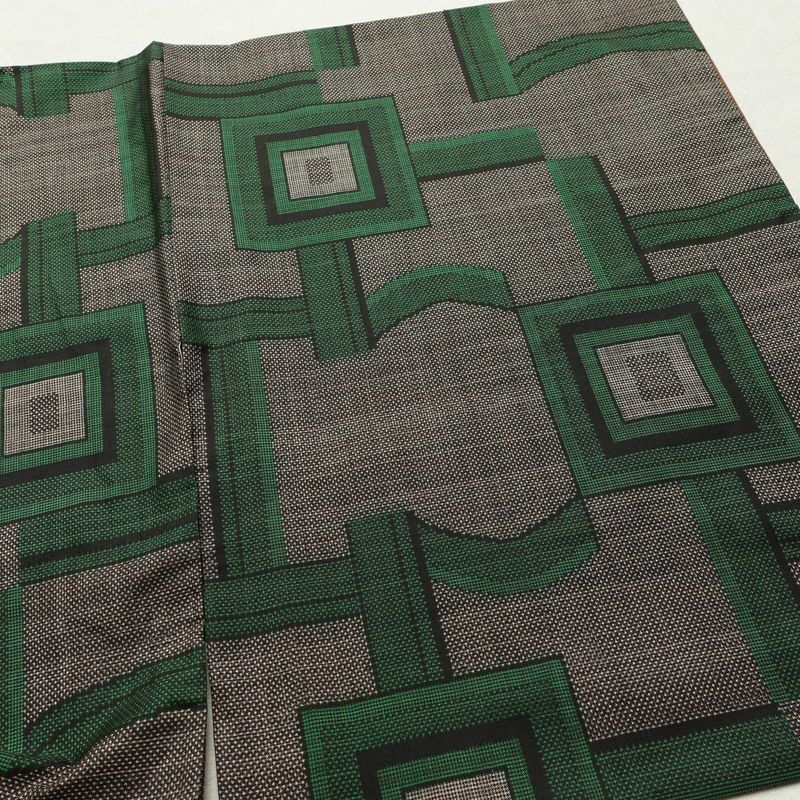 紬 正絹 幾何学柄・抽象柄 袷仕立て 身丈157.5cm 裄丈64.5cm リサイクル着物 着物 カジュアル 茶_画像13