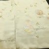 訪問着 綸子 金駒刺繍 一つ紋付き 正絹 木の葉・植物柄 袷仕立て 身丈161.5cm 裄丈65.5cm リサイクル着物 着物 箔 共八掛 入学式 卒業式 七五三 パーティー お宮参り フォーマル 雪輪 萩 ベージュ 緑・うぐいす色_画像16