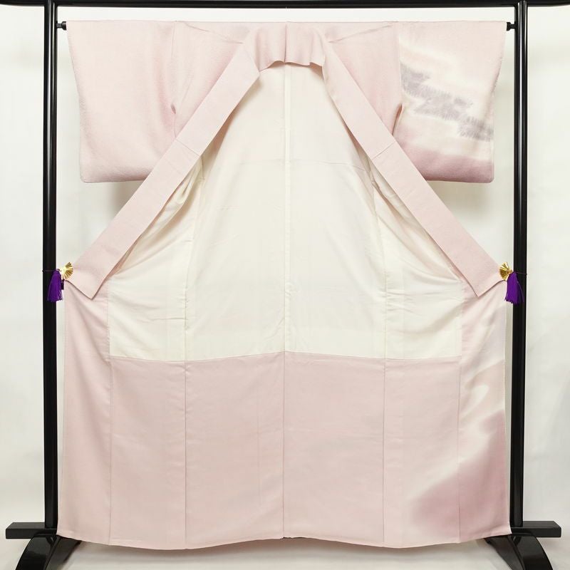 付け下げ 一つ紋付き 正絹 その他の柄 袷仕立て 身丈161.5cm 裄丈65cm リサイクル着物 着物 入学式 卒業式 七五三 お宮参り フォーマル シンプル 上品 ピンク_画像3