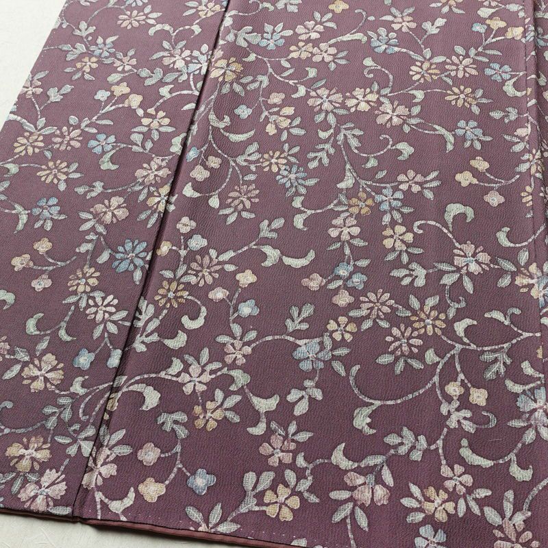 小紋 縮緬 総柄 正絹 花柄 袷仕立て 身丈155cm 裄丈65.5cm リサイクル着物 着物 紫・藤色_画像4