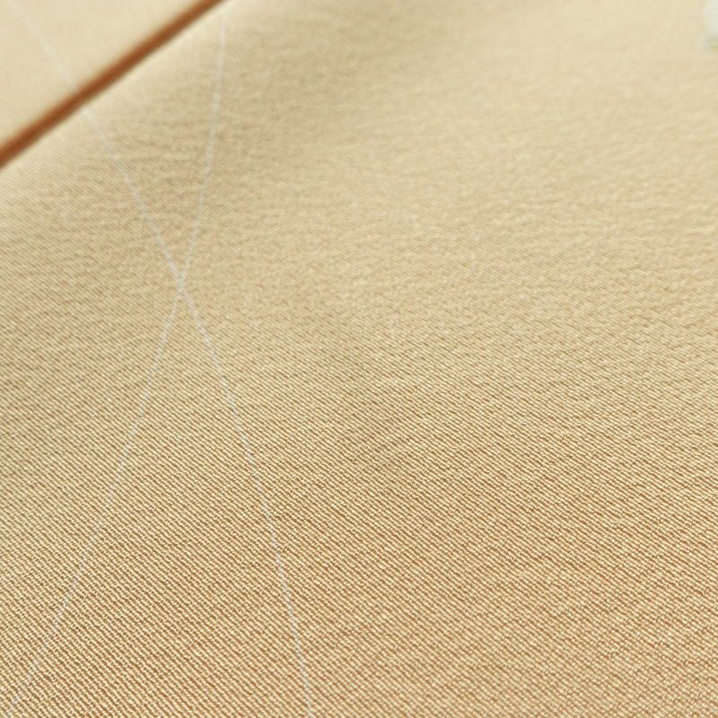 訪問着 縮緬 正絹 人物・動物柄 袷仕立て 身丈148cm 裄丈63cm リサイクル着物 着物 フォーマル シンプル 粋 ベージュ_画像12