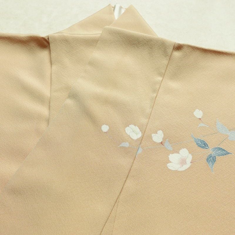 訪問着 縮緬 正絹 人物・動物柄 袷仕立て 身丈148cm 裄丈63cm リサイクル着物 着物 フォーマル シンプル 粋 ベージュ_画像17